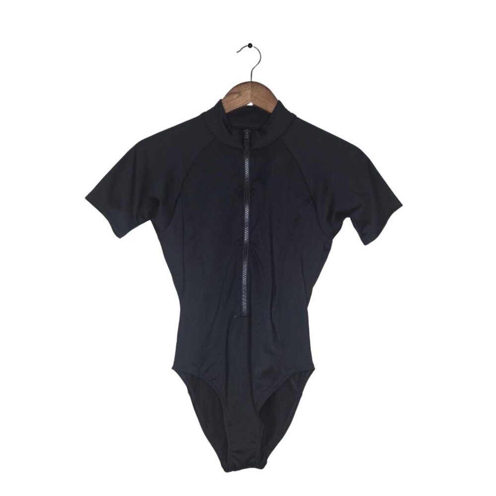 PINK Victoria's Secret Black Short Sleeve Bodysuit